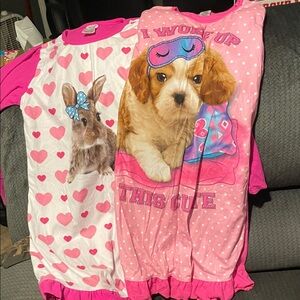 2 pairs Cute Animal Print Kids Pajamas Nightgown